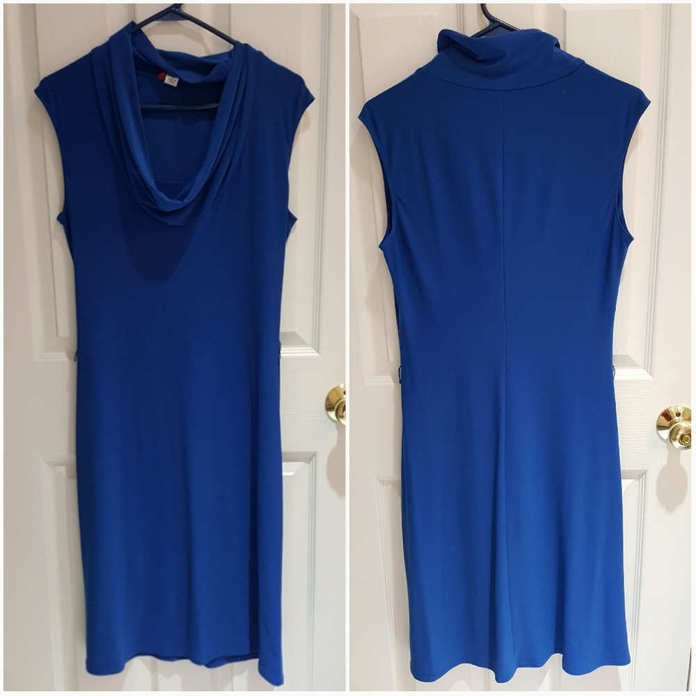 Cobalt blue cowl neck Slinky dress
